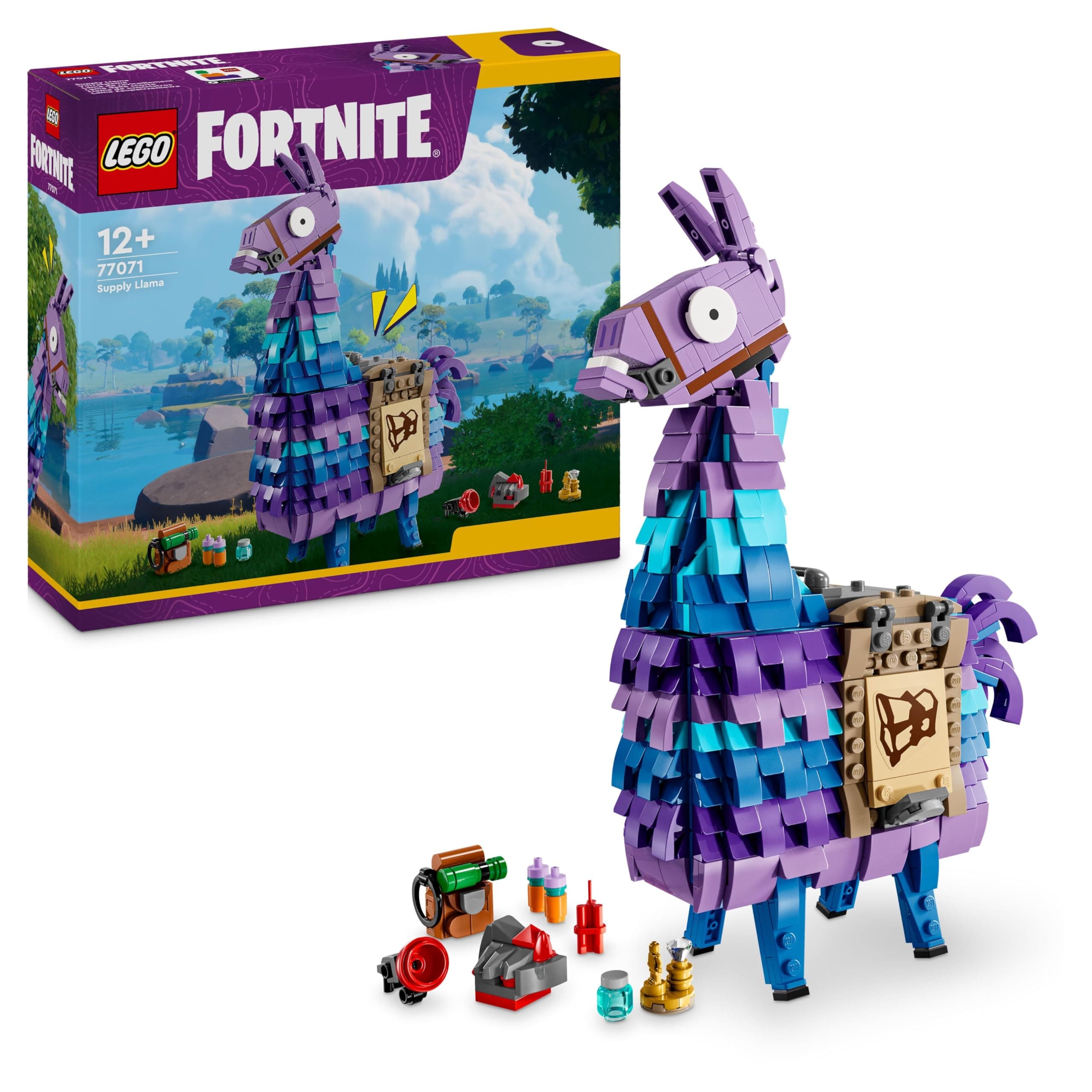 LEGO Fortnite Lama delle Scorte Giocattolo - Action Figure dal Videogioco da Esposizione con Accessori Incluso Succo Succoso - Regalo per Gamer, Bambini e Bambine da Collezione da 12 Anni - 77071